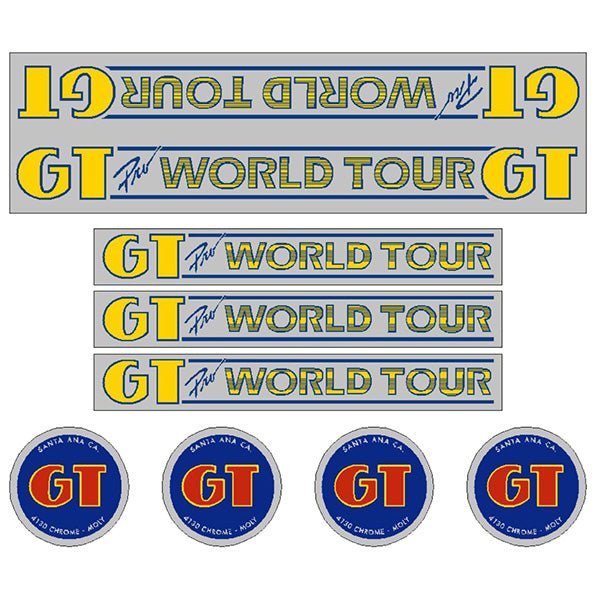 GT - 1984 - 85 Pro world Tour - Chrome - decal set - Old school bmx - Bmx Products AU