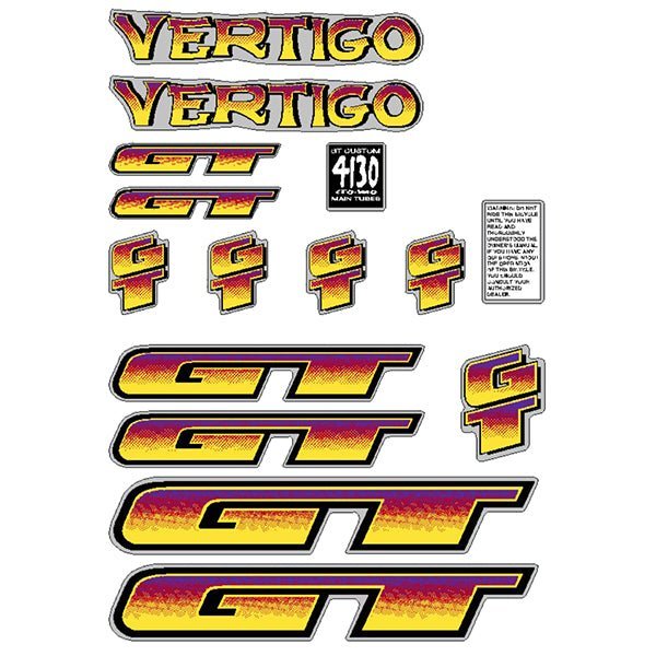 GT - 1996 Vertigo - for chrome frame decal set - Old school bmx - Bmx Products AU