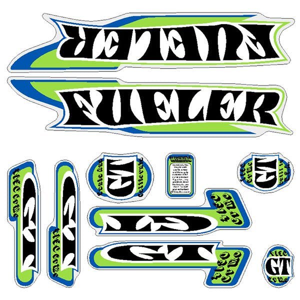 GT - 2000 Fueler - Green Blue decal set - Old school bmx - Bmx Products AU