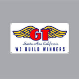 GT - "We build winners" Santa Ana Red GT on White Banner - old school bmx - Bmx Products AU