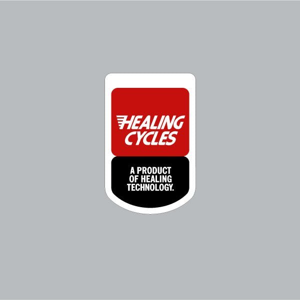 Healing - lndustries Headtube decal on white - Old school bmx - Bmx Products AU