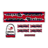 Laguna - Cruiser - Red Blue White on chrome decal set - old school bmx - Bmx Products AU