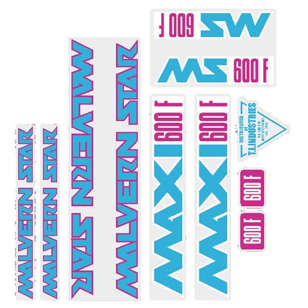 Malvern Star - Maxi 600F - PINK - BLUE - WHITE - decal set - old school bmx - Bmx Products AU