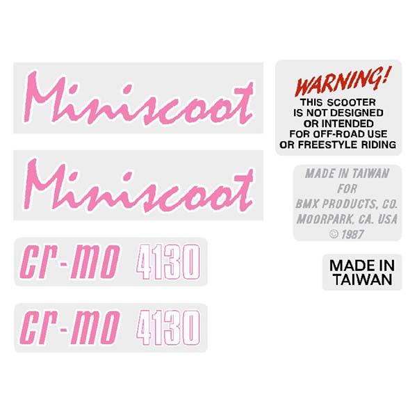 1987 Mongoose Miniscoot Pink Decal Set - Old School Bmx Decal-Set