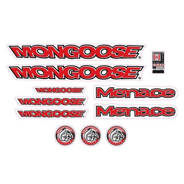 Mongoose - 1996 Menace for chrome frame Decal set - old school bmx - Bmx Products AU