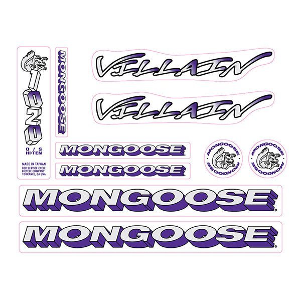 Mongoose - 1996 Villain for Chrome frame Decal set - old school bmx - Bmx Products AU