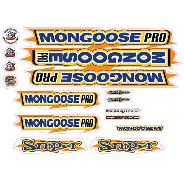 Mongoose - 2000 Sniper Blue Orange - Decal set - old school bmx - Bmx Products AU