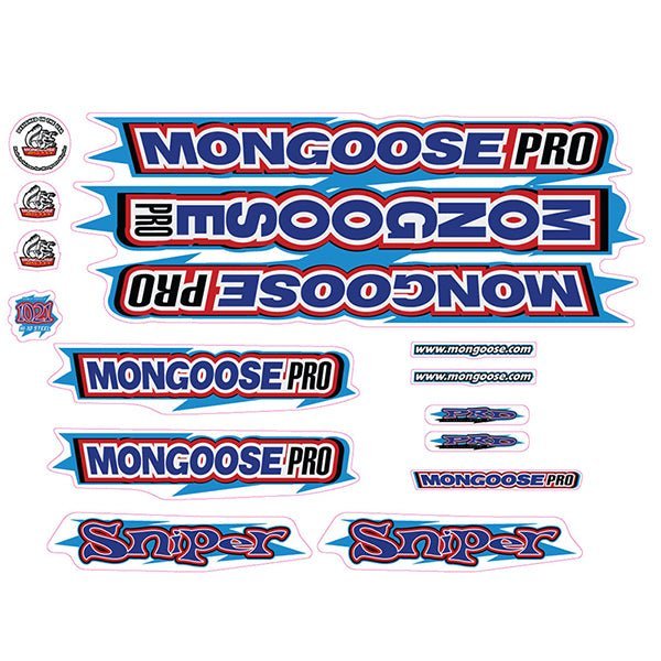 Mongoose - 2000 Sniper Blue Red - Decal set - old school bmx - Bmx Products AU