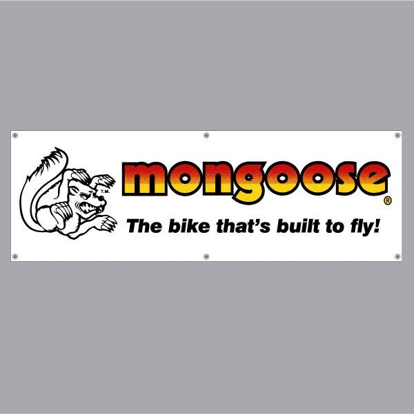 Mongoose - "Built to fly" Yellow/Orange Banner - old school bmx - Bmx Products AU