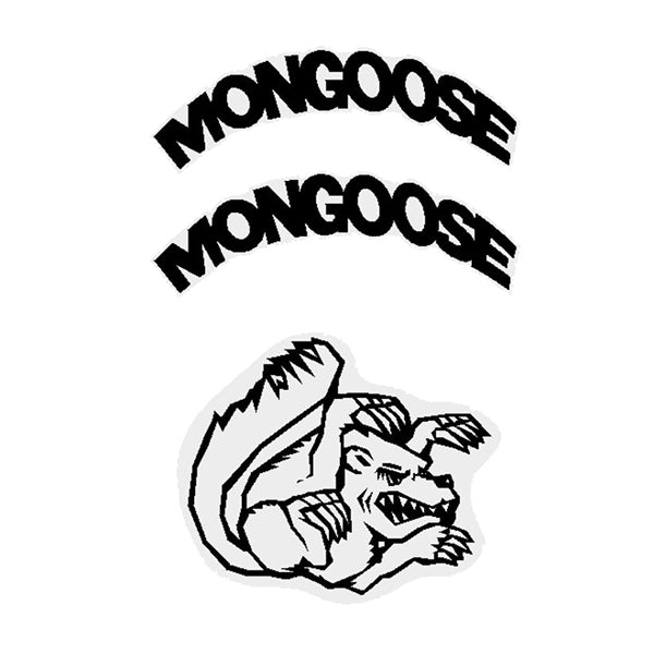 Mongoose - Mid school Stem cap and threadless cap decals BLACK decal - old school bmx - Bmx Products AU