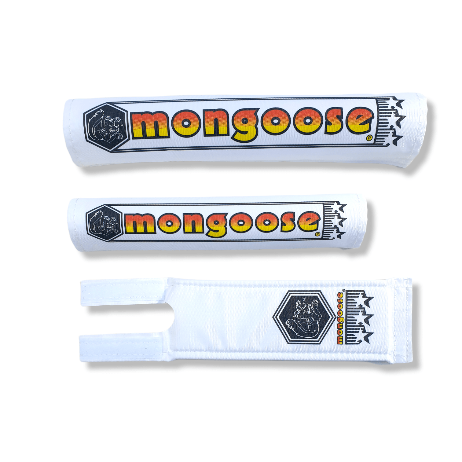 Mongoose Nylon pad set - WHITE 1984 - 1985 - old school bmx - Bmx Products AU