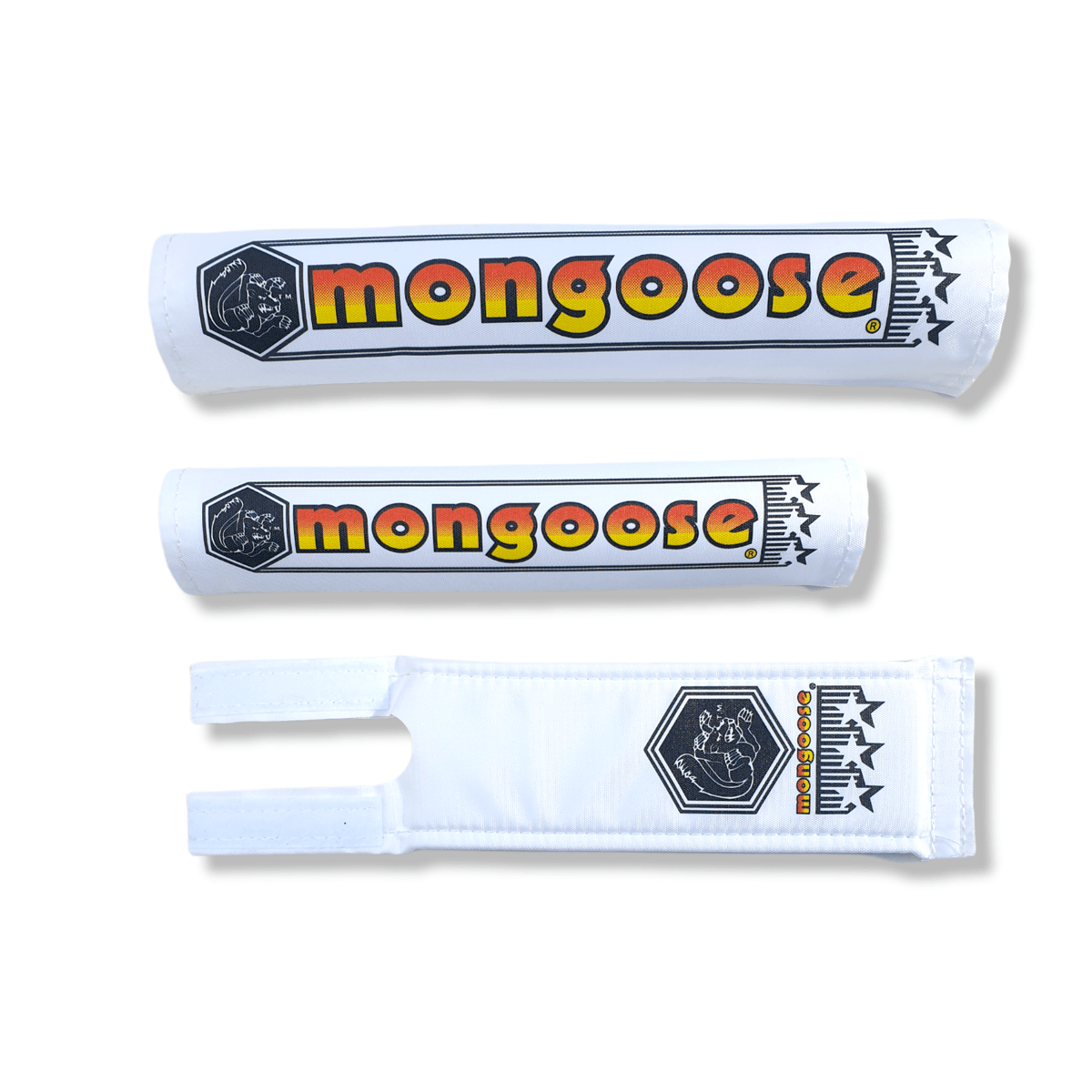 Mongoose Nylon pad set - WHITE 1984 - 1985 - old school bmx - Bmx Products AU
