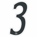 Mongoose plate number 3 decal - White Outline - Old school bmx - Bmx Products AU