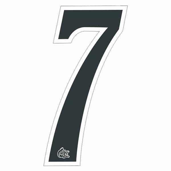 Mongoose plate number 7 decal - White Outline - Old school bmx - Bmx Products AU