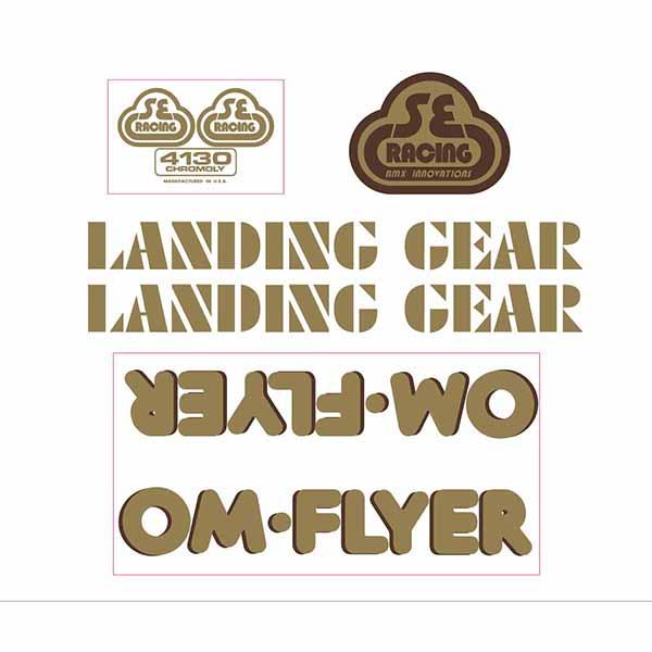 Se Racing Om Flyer Decal Set In Gold With Brown Shadow - Old School Bmx Decal-Set