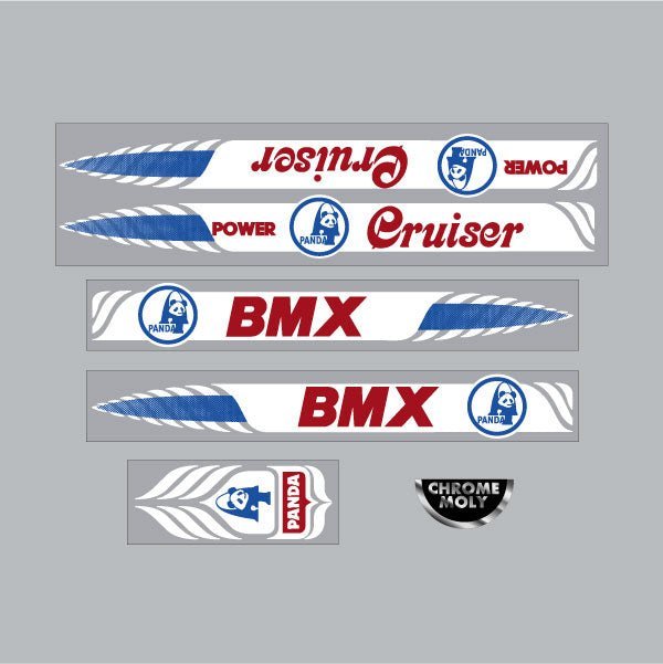 Panda - Power Cruiser BMX on clear Decal set - old school bmx - Bmx Products AU