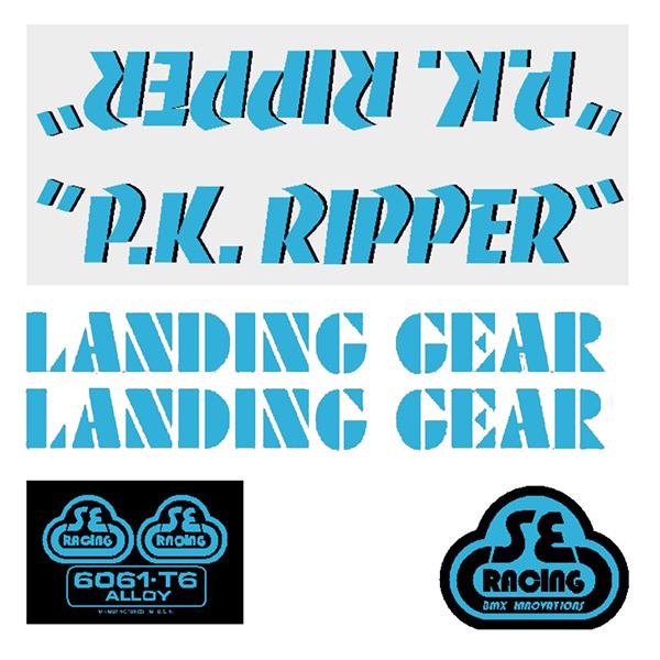Se Racing Pk Ripper Decal Set In Baby Blue With Black Shadow - Old School Bmx Decal-Set