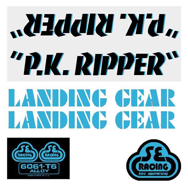 Se Racing Pk Ripper Decal Set In Black With Baby Blue Shadow - Old School Bmx Decal-Set