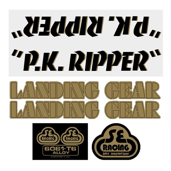 Se Racing Pk Ripper Decal Set In Black With Gold Shadow - Old School Bmx Decal-Set