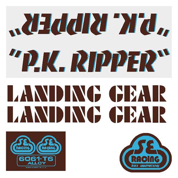 Se Racing Pk Ripper Decal Set In Brown With Baby Blue Shadow - Old School Bmx Decal-Set