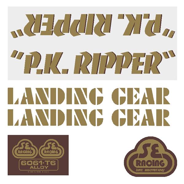 Se Racing Pk Ripper Decal Set In Gold With Brown Shadow - Old School Bmx Decal-Set