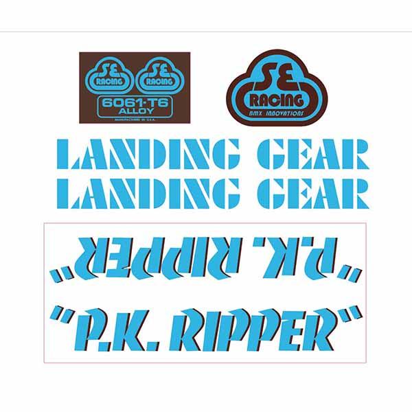 Se Racing Pk Ripper Decal Set In Baby Blue With Brown Shadow - Old School Bmx Decal-Set