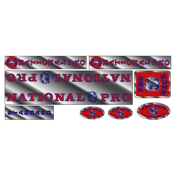 Pro Neck - National Pro - Standard chrome decal set - old school bmx - Bmx Products AU
