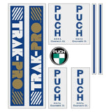Puch - Trak - Pro - blue & gold on clear decal set - old school bmx - Bmx Products AU