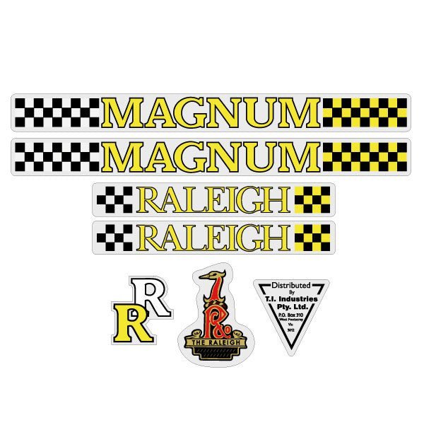 Raleigh - Magnum Yellow Aussie decal set - Old school bmx - Bmx Products AU