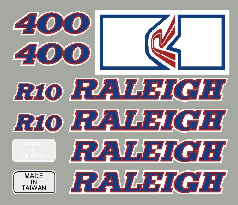 Raleigh - R10 - BLUE RED decal set - Old school bmx - Bmx Products AU
