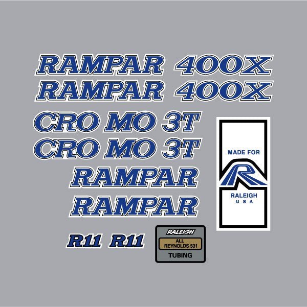 Rampar - CRO MO 3T 400X R11 blue on white decal set - Old school bmx - Bmx Products AU