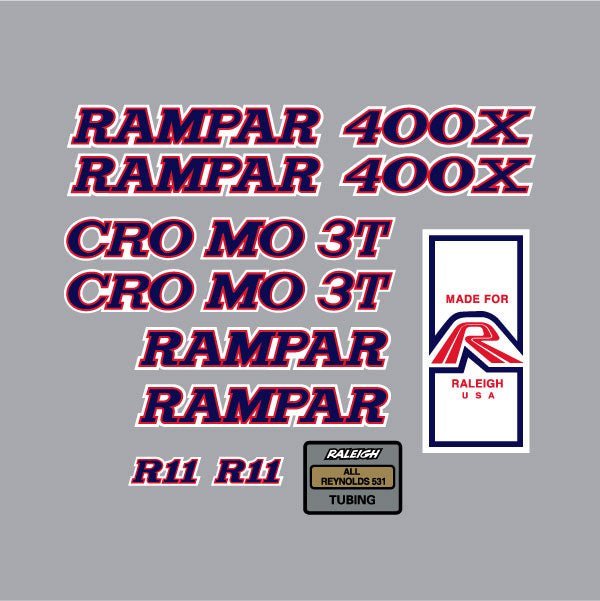 Rampar - CRO MO 3T 400X R11 Red and blue on white decal set - Old school bmx - Bmx Products AU