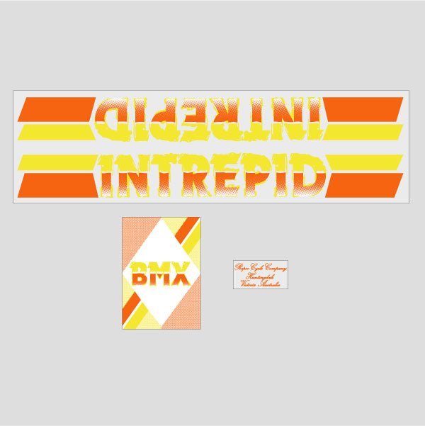 Repco - Intrepid 1986 - 87 Orange & Yellow on clear decal set - Old school bmx - Bmx Products AU
