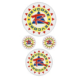 REVCORE - Blue red yellow on CLEAR - round decal pack - old school bmx - Bmx Products AU