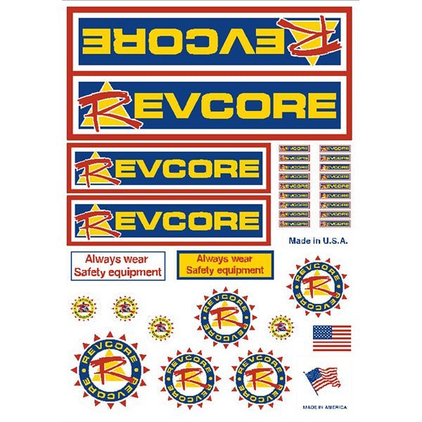 REVCORE - Gen 1 White with yellow triangle decal set - old school bmx - Bmx Products AU
