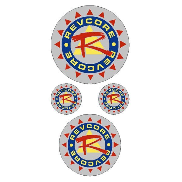 REVCORE - Yellow red blue on CHROME - round decal pack - old school bmx - Bmx Products AU