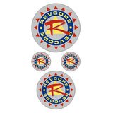REVCORE - Yellow red blue on CHROME - round decal pack - old school bmx - Bmx Products AU