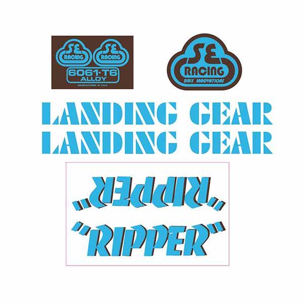 Se Racing Ripper Decal Set In Baby Blue With Brown Shadow - Old School Bmx Decal-Set