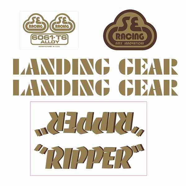 Se Racing Ripper Decal Set In Gold With Brown Shadow - Old School Bmx Decal-Set