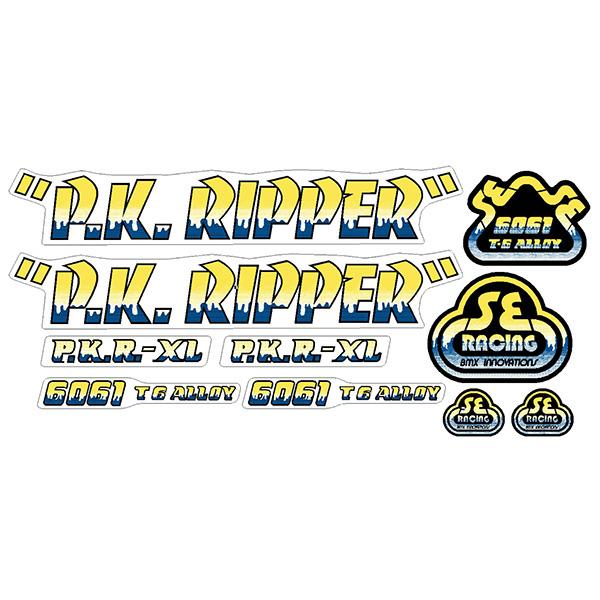 Se Racing Pk Ripper Drippy Font Decal Set In Yellow/blue - Old School Bmx Decal-Set