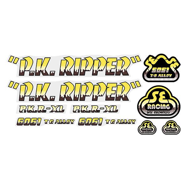 Se Racing Pk Ripper Drippy Font Decal Set In Yellow/brown - Old School Bmx Decal-Set