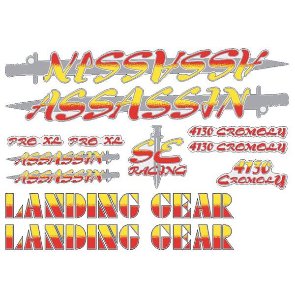 SE Racing - 80'S Assassin red and yellow with silver sword decal set - Old school bmx - Bmx Products AU
