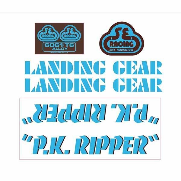 SE Racing - 80'S PK Ripper decal set in baby blue with brown shadow - Old school bmx - Bmx Products AU