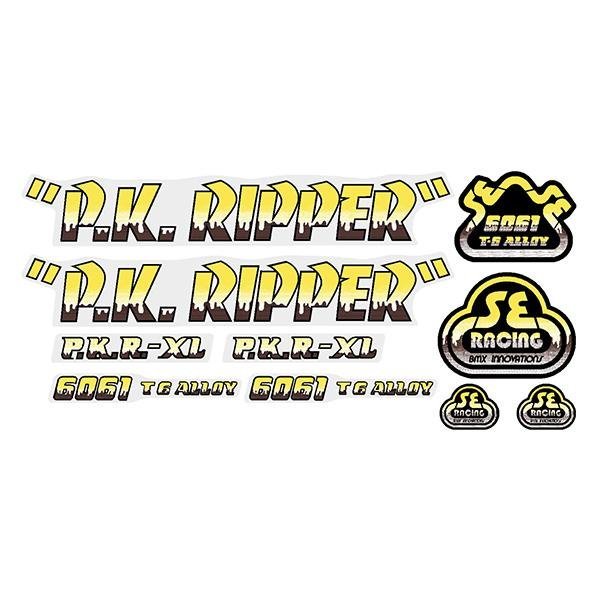 SE Racing - 80'S PK Ripper DRIPPY FONT decal set in YELLOW/BROWN - Old school bmx - Bmx Products AU