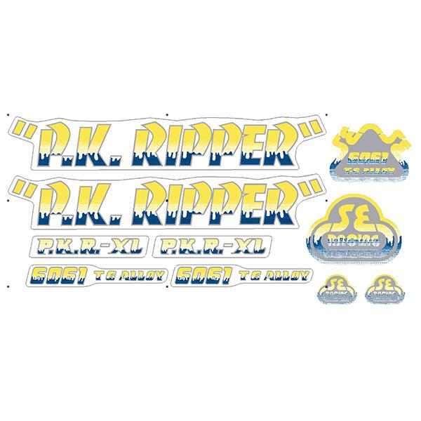 SE Racing - 80'S PK Ripper DRIPPY FONT decal set in YELLOW/GREY - Old school bmx - Bmx Products AU