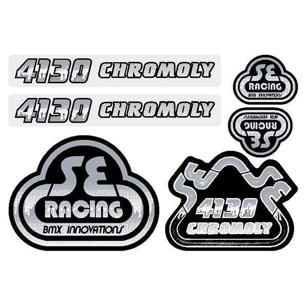 SE Racing - 80'S Quadangle DRIPPY FONT decal set in BLACK/SILVER - Old school bmx - Bmx Products AU