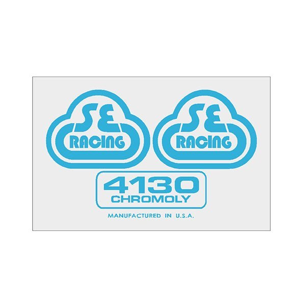 SE Racing - 80'S Seat tube decal - 4130 BLUE on clear - Old school bmx - Bmx Products AU