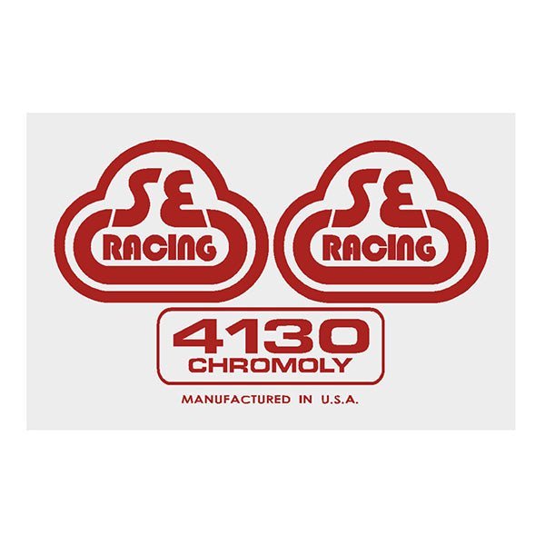 SE Racing - 80'S Seat tube decal - 4130 RED on clear - Old school bmx - Bmx Products AU