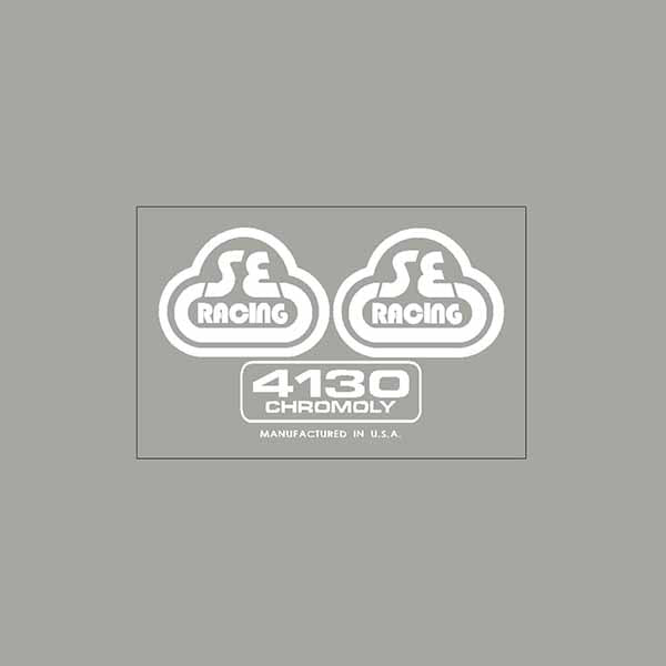 SE Racing - 80'S Seat tube decal - 4130 WHITE on clear - Old school bmx - Bmx Products AU