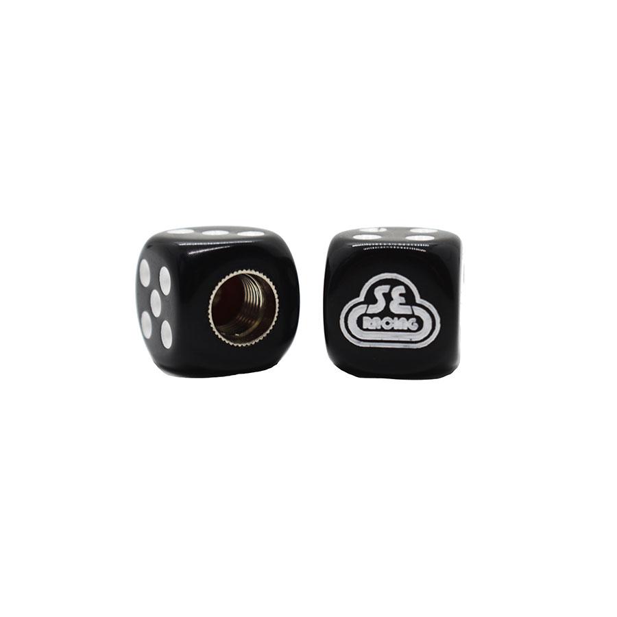 SE Racing - Dice Tire Valve Caps (Pair) - Black - old school bmx - Bmx Products AU